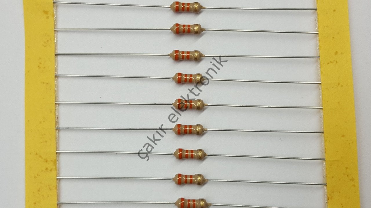 33K - 33KR - 33 KOHM - 1/4 DİRENÇ - CF1/4 33KΩ; 0.25W; ±5%; Ø2.3x6mm; Leads: axial 50 ADETTİR