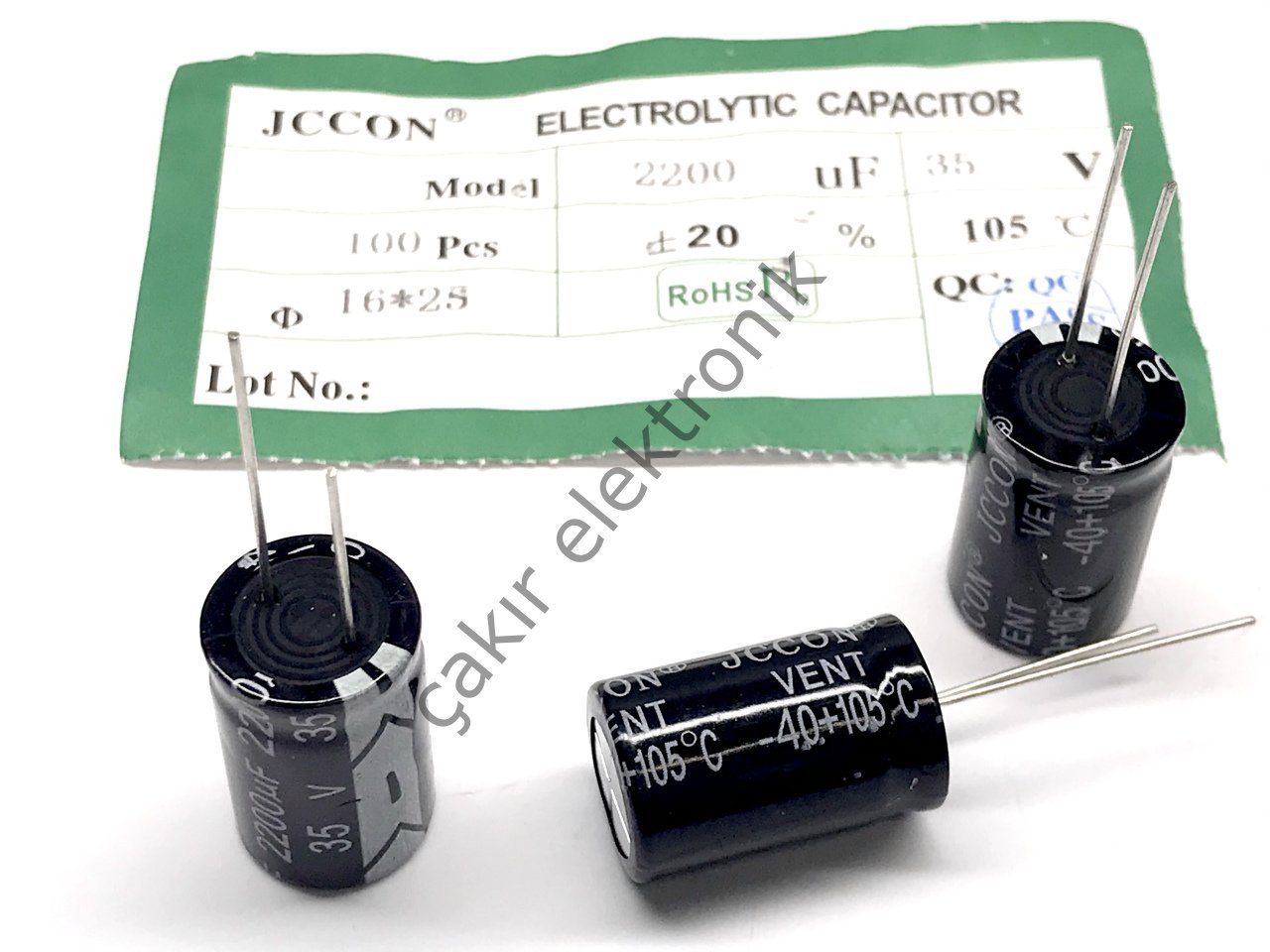 2200MF 35V , 2200UF 35V 16X25MM KONDANSATÖR 10 ADETTİR