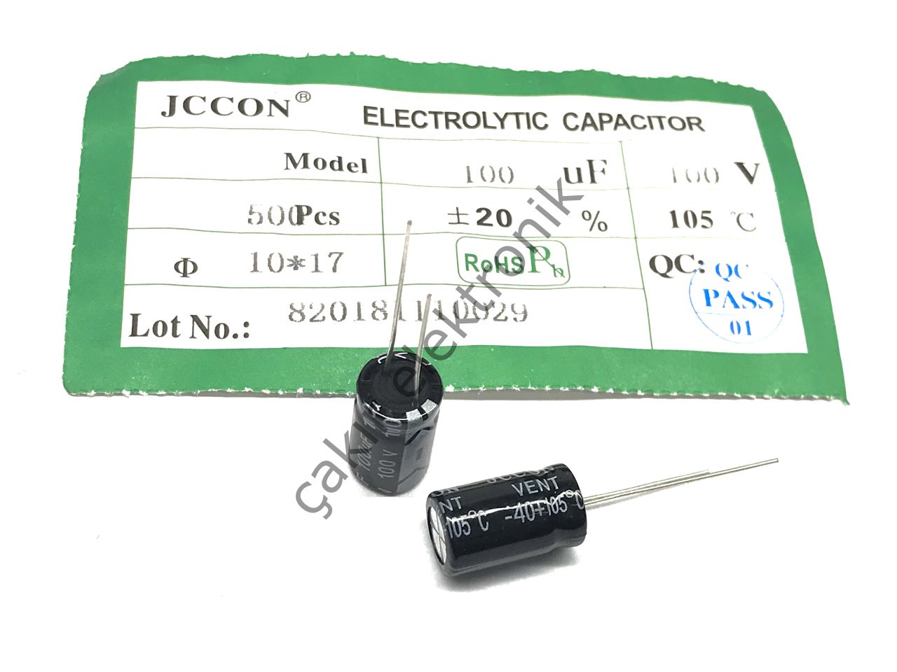 100MF - 100UF - 100V.  10X17MM KONDANSATÖR 10 ADET