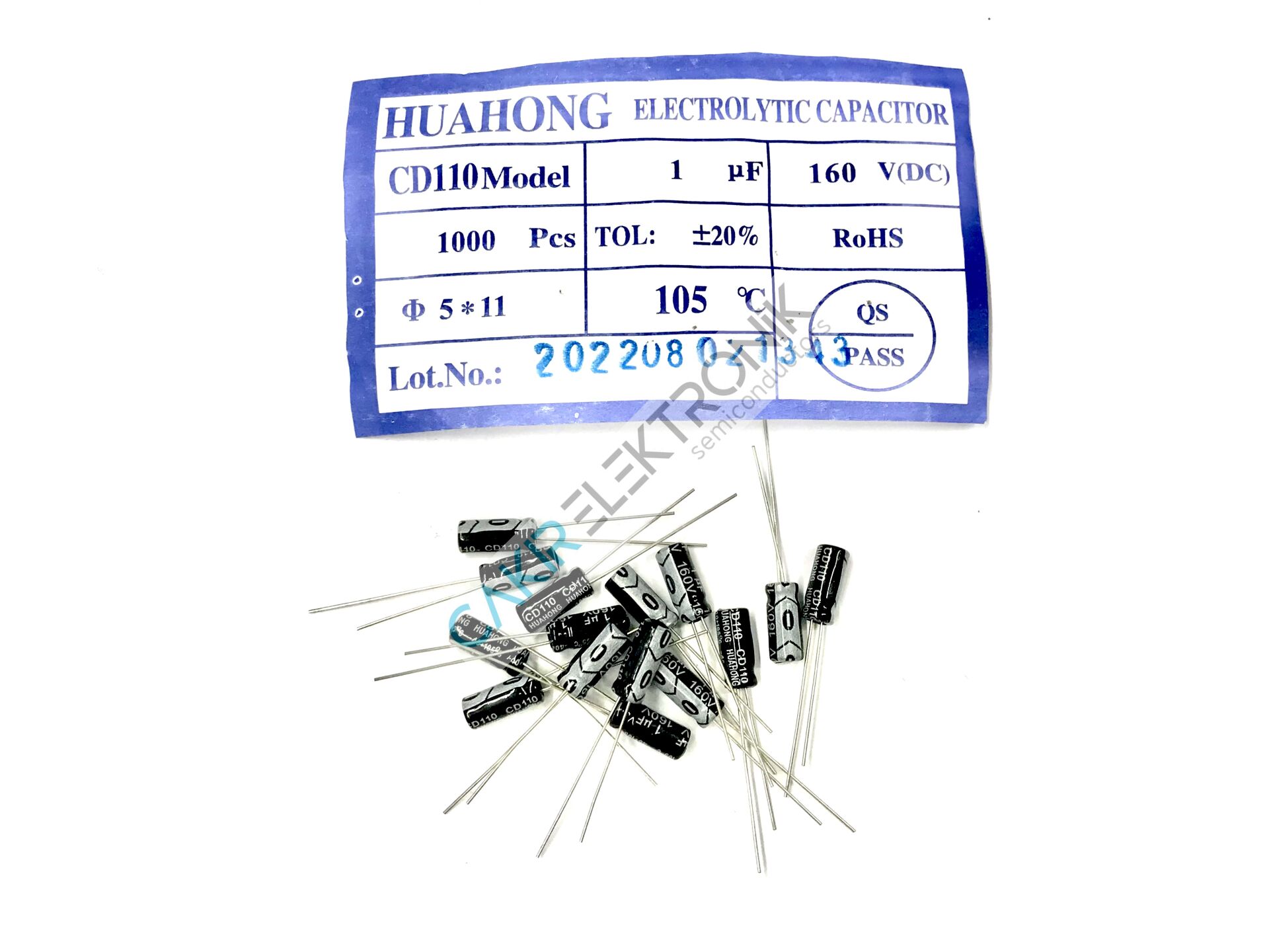 1MF 160V - 1UF 160V. 5X11MM. KONDANSATÖR 10 ADETTİR