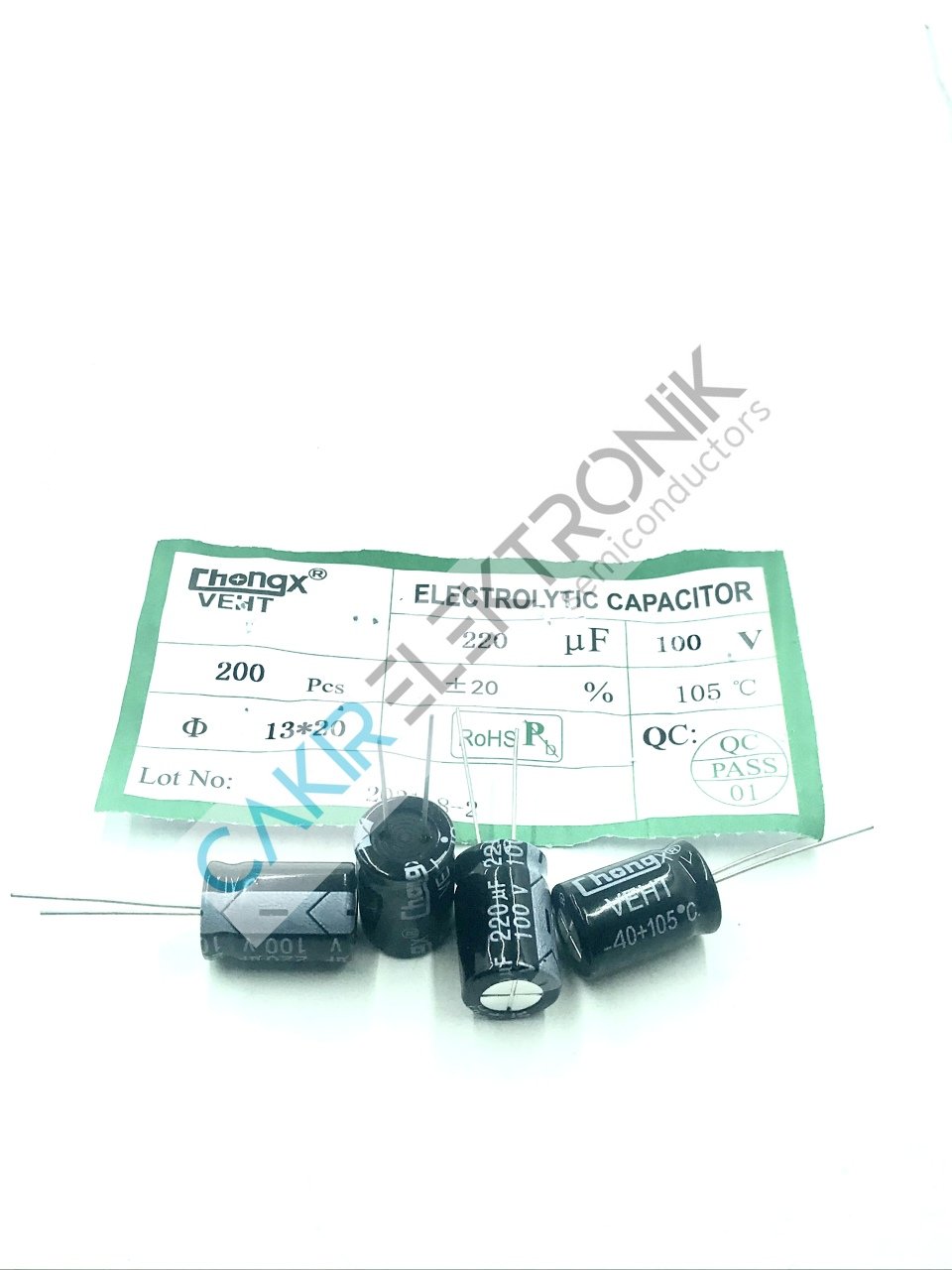 220MF - 220UF  100V 13X20MM KONDANSATÖR  105C 10 ADETTİR