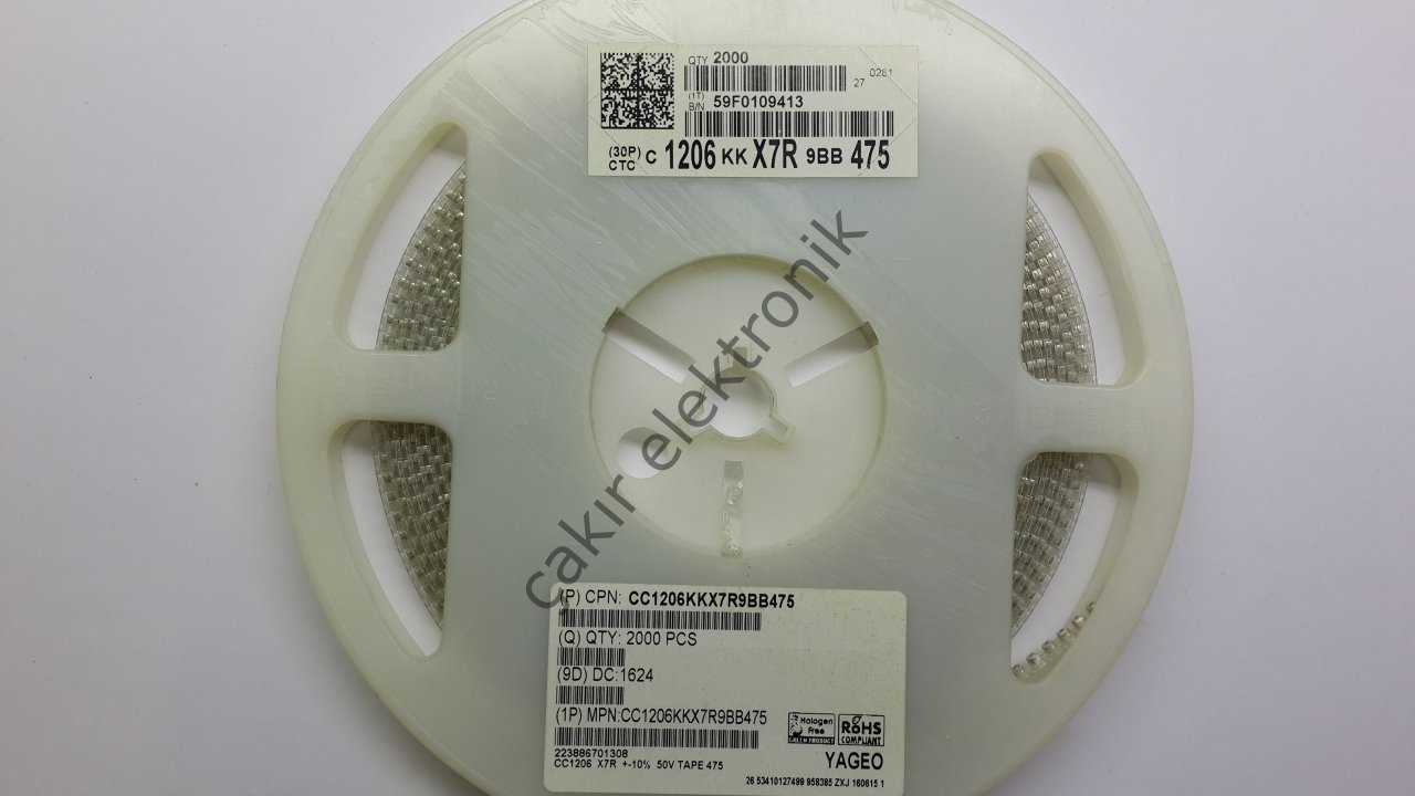 4.7µF -4,7UF - 4.7MF - ±10% 50V  X7R - 1206 - 3216 - KONDANSATÖR 25 ADETTİR