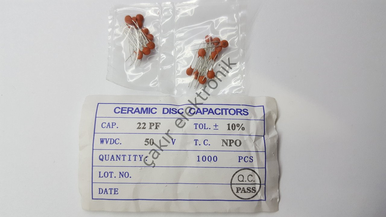 22PF - 22 -  50V.  -  MERCİMEK KONDANSATÖR  2MM AYAK ARALIĞI 10 ADETTİR