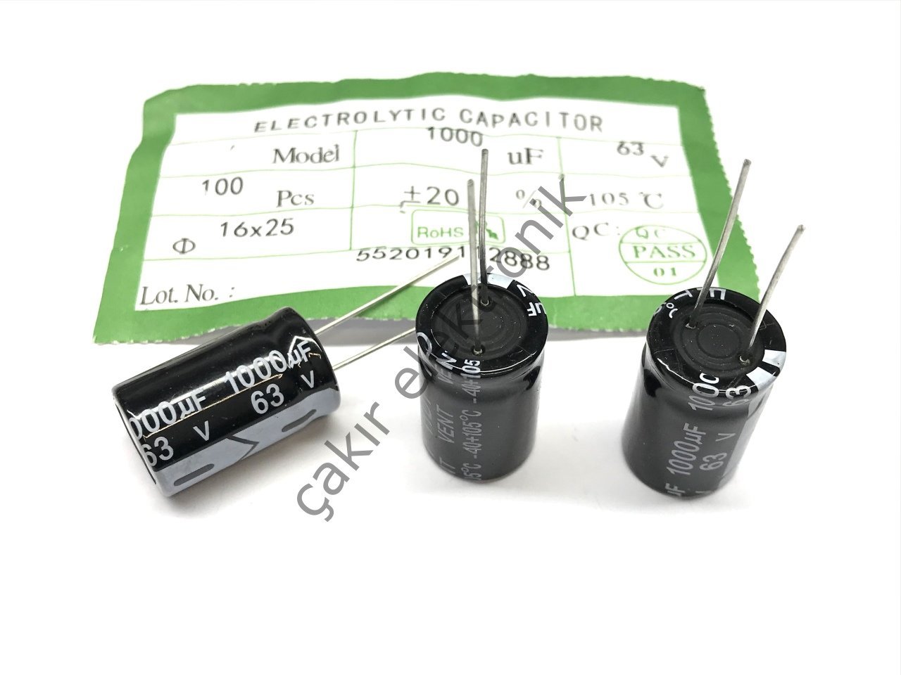 1000MF 63V - 1000UF 63V  16X25MM KONDANSATÖR 10 ADETTİR