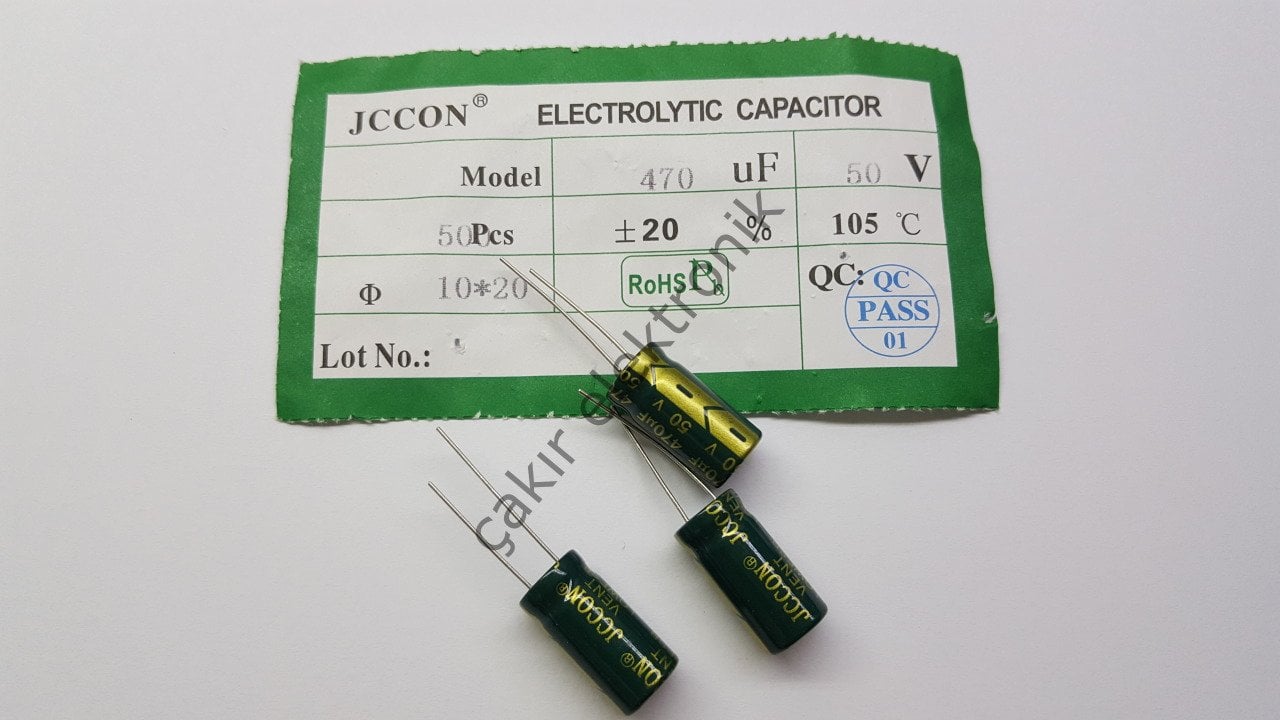 470MF 50V - 470UF 50V  10X20 MM KONDANSATÖR 10 ADETTİR