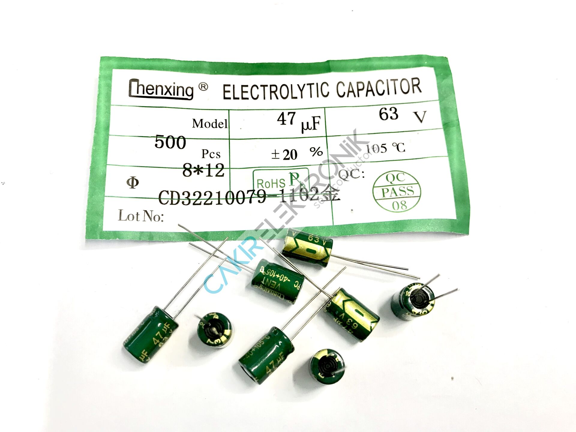 47MF 63V - 47UF 63V -  8X12MM KONDANSATÖR 10 ADETTİR