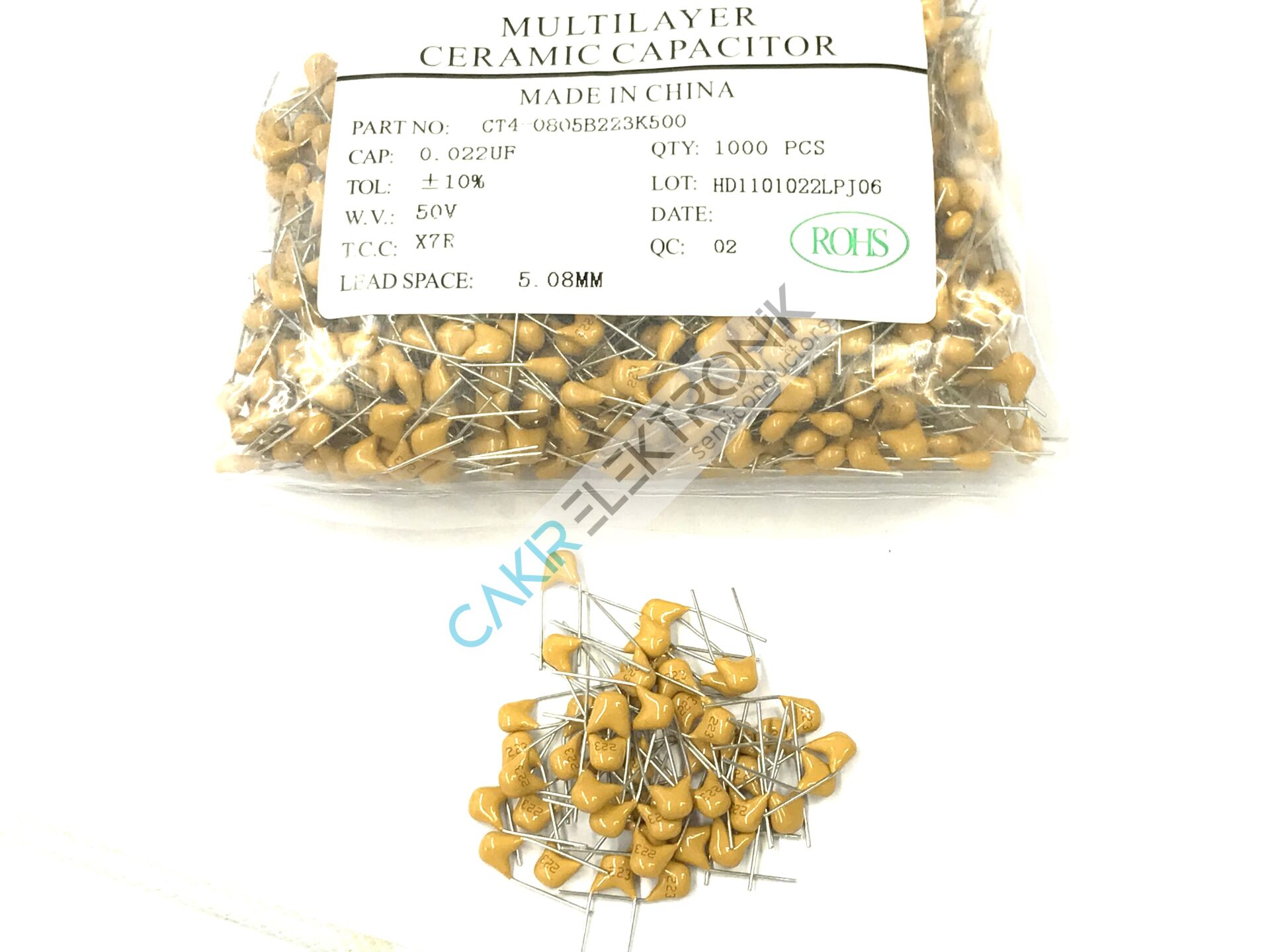 22NF - 223 - 0.022UF 50V - CERAMIC CAPACITOR - 22NF - MULTI -  50V. SERAMİK KAPASİTÖR 10 ADETTİR