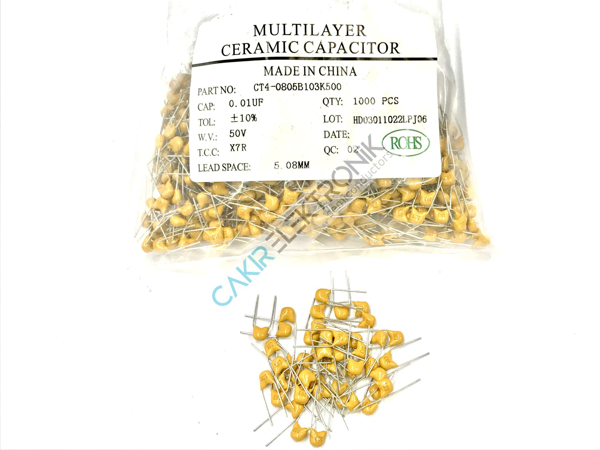 10NF - 103 - 0.01UF 50V - CERAMIC CAPACITOR - 10NF - MULTI -  50V. SERAMİK KAPASİTÖR 10 ADETTİR