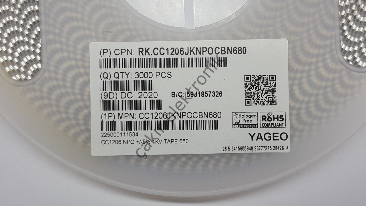 68PF  1KV. 1206 SMD %5  KONDANSATÖR 25 ADETTİR