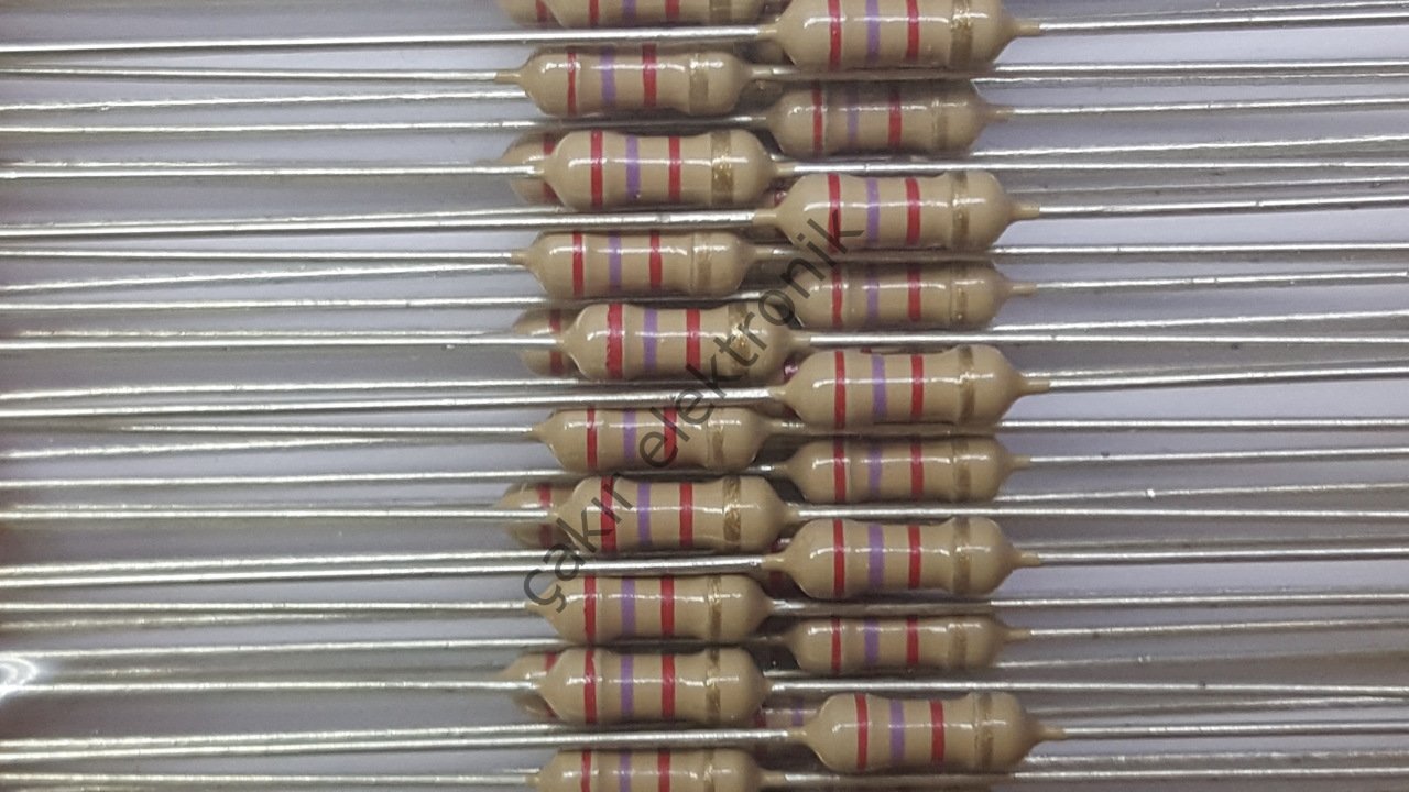 2,7K -  2.7 KOHM - 2K7 -  1/4 DİRENÇ - CF1/4 2,7KΩ; 0.25W; ±5%; Ø2.3x6mm; Leads: axial 50 ADETTİR