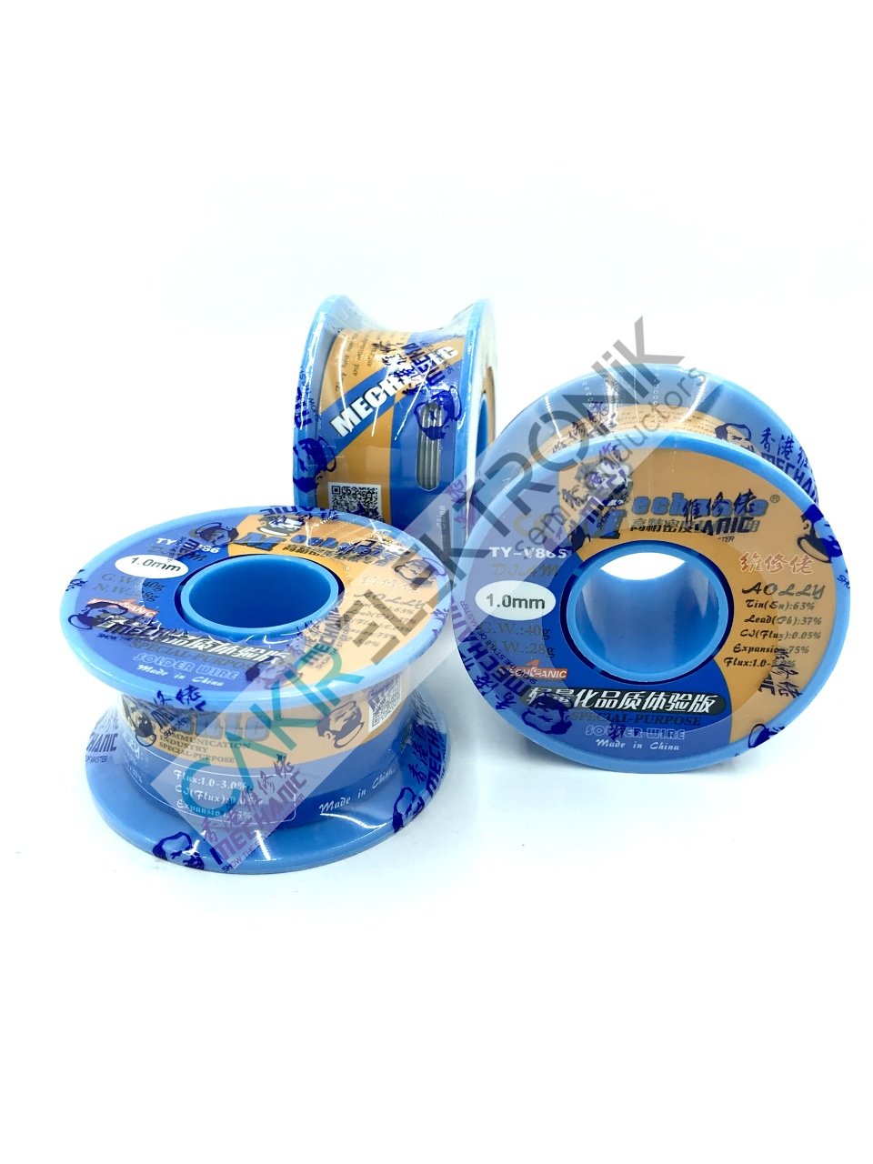 MECHANIC LEHİM TELİ , MECHANIC SOLDER WIRE  1 MM. 40GR. TY-V866-40G-1.0MM   SN:%63  PB:%37 FLUX:%1-5