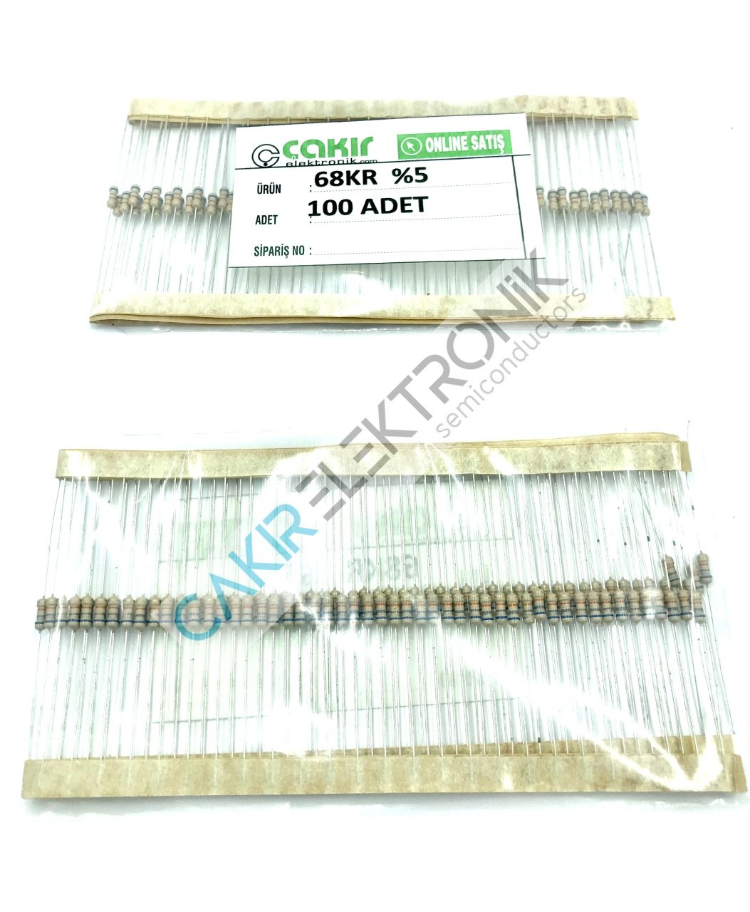 68K - 68KR - 68 KOHM  - 1/4 DİRENÇ - CF1/4 68KΩ; 0.25W; ±5%; Ø2.3x6mm; Leads: axial