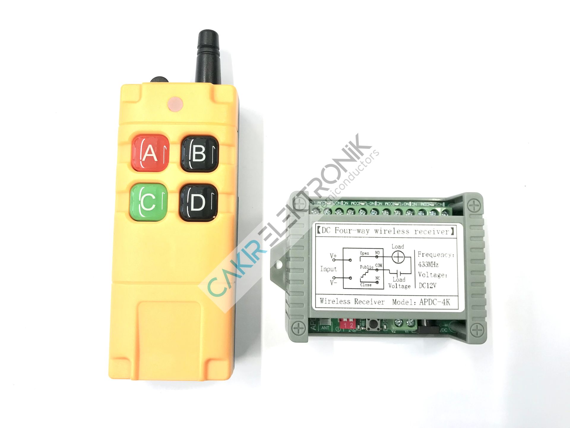 4 KANAL VİNÇ KUMANDASI ( SET ) ALICI VERİC IP65 , 433,92MHZ , 4 TUŞLU VİNÇ KUMANDASI , CRANE REMOTE CONTROL