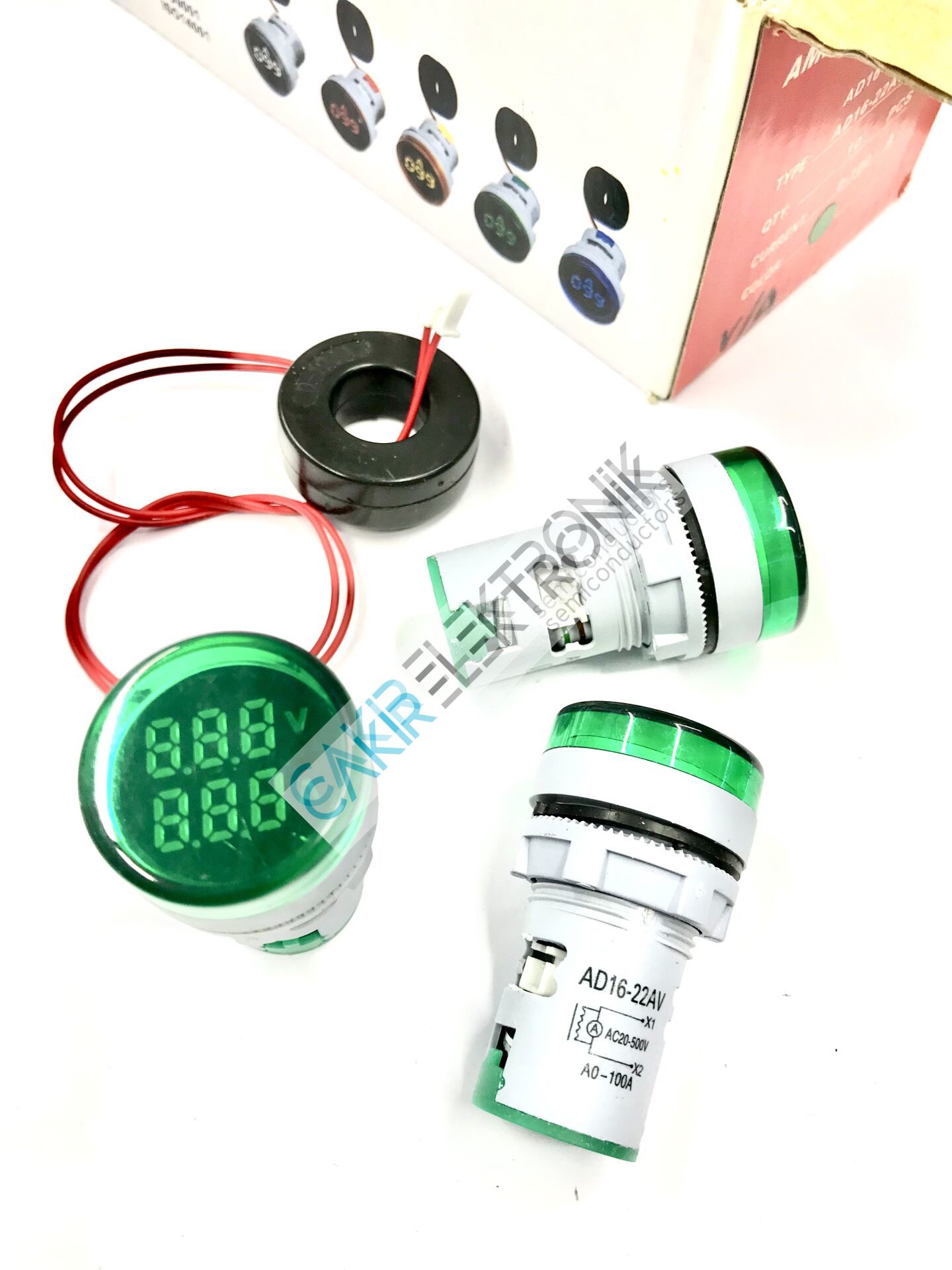 VOLTMETRE PANO TİP 20-500VAC ÇAP22MM YEŞİL