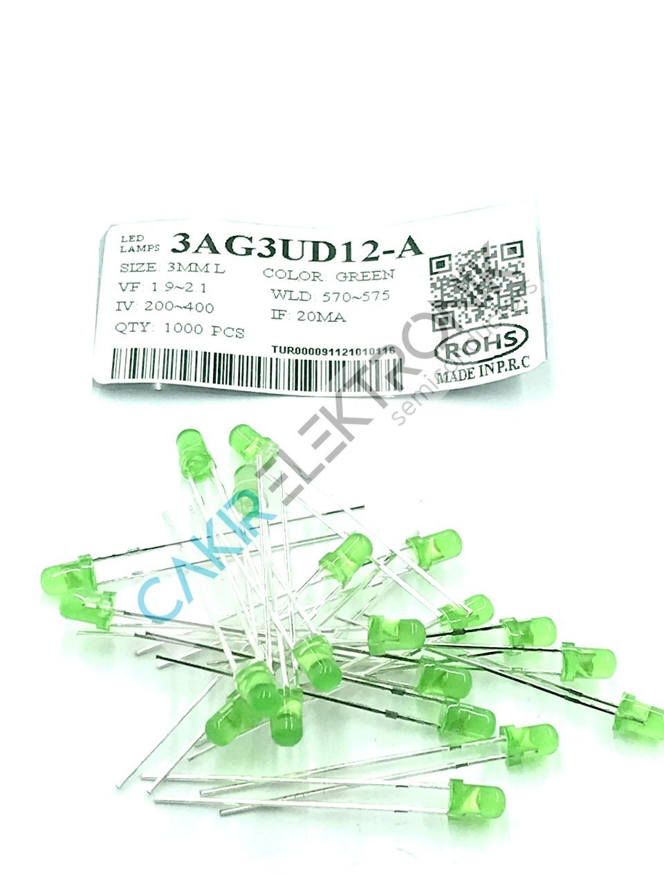 3AG3UD12-A  -  3MM YEŞİL LED - GREEN LED