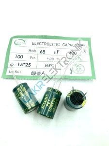 68MF 400V - 68UF 400V -  16X25MM KONDANSATÖR