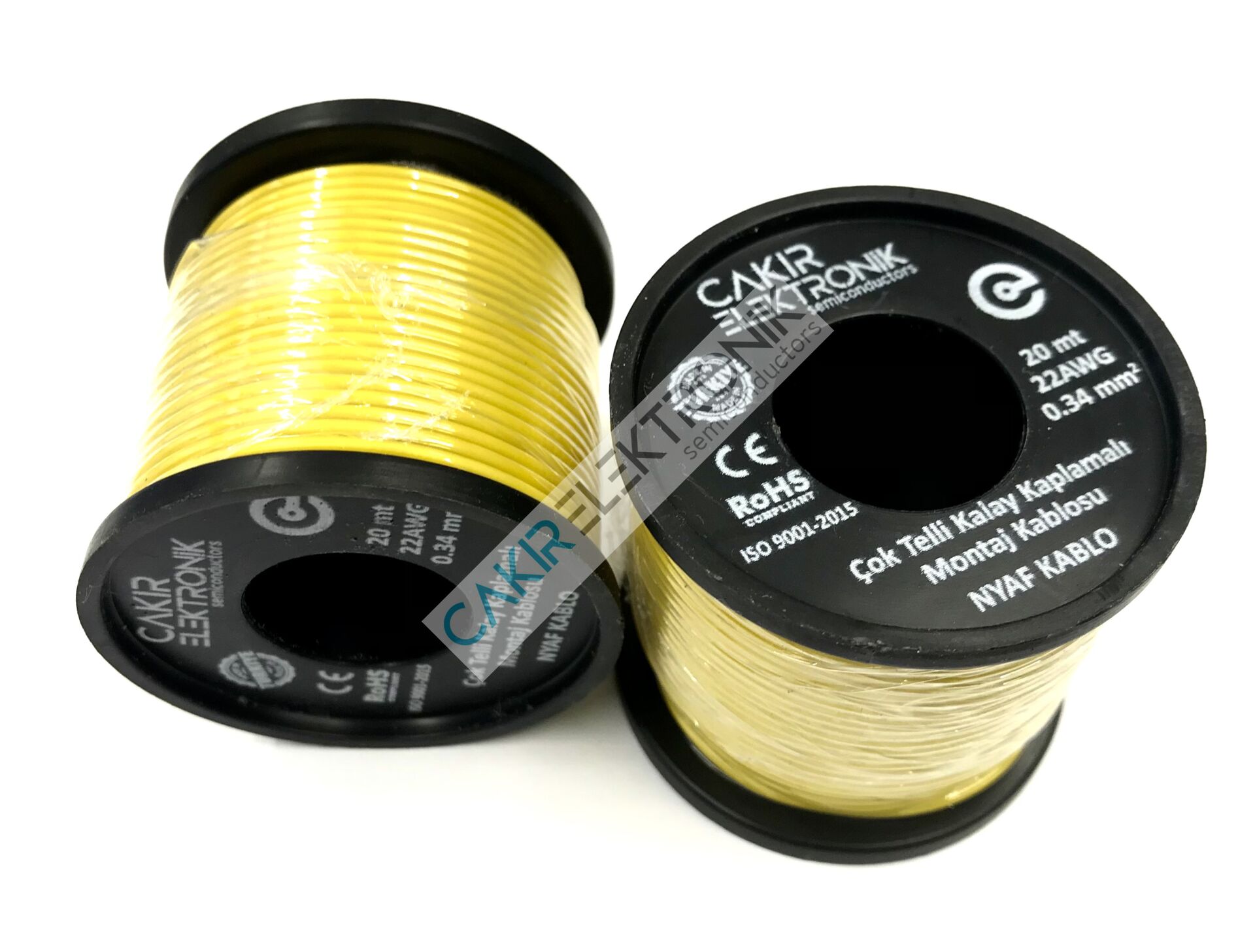 22AWG , 0.34MM2 -0,34MM2 ÇOK TELLİ SARI MONTAJ KABLOSU 20 METRE