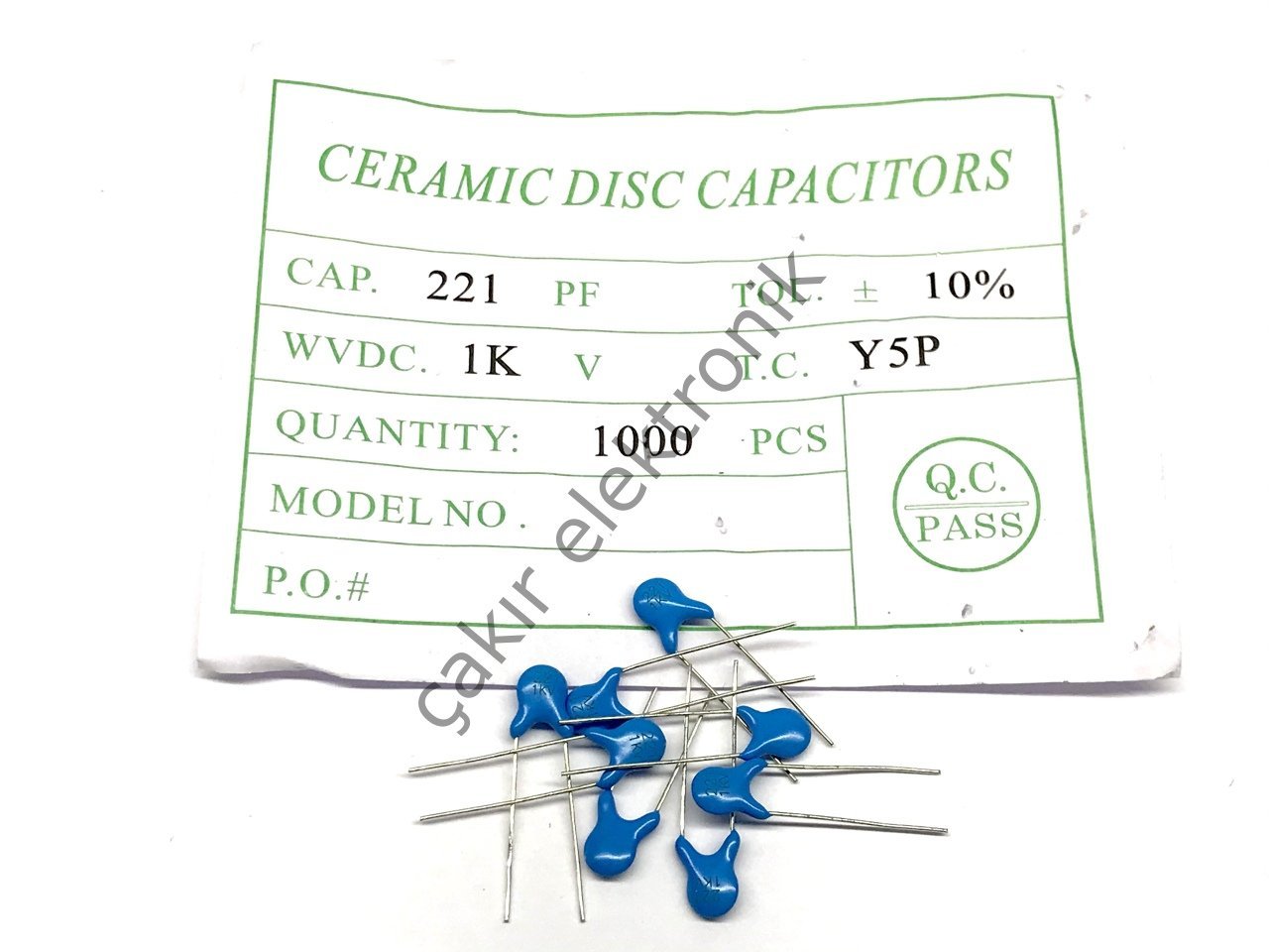 1KV 220PF - 0.22NF - 221 - 1000 V Yüksek gerilim seramik disk kondansatör