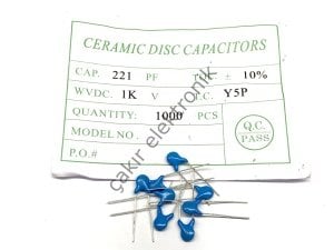 1KV 220PF - 0.22NF - 221 - 1000 V Yüksek gerilim seramik disk kondansatör