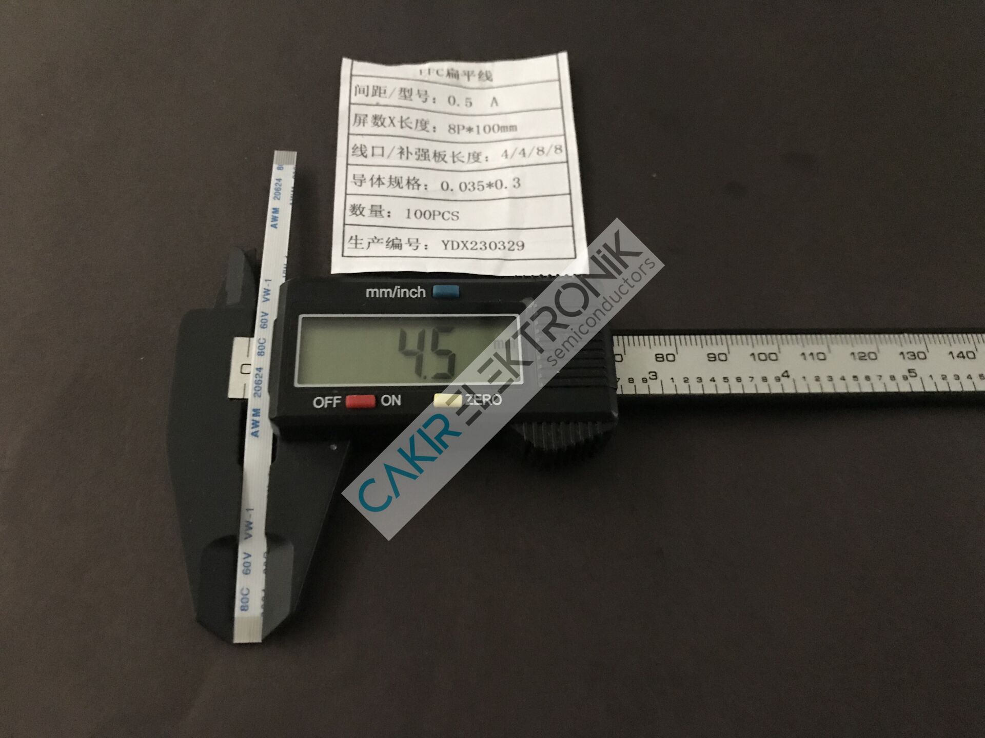 0.5MM , 8P 100MM (8PIN 10CM)FFC/FPC flexible flat cable , film kablo