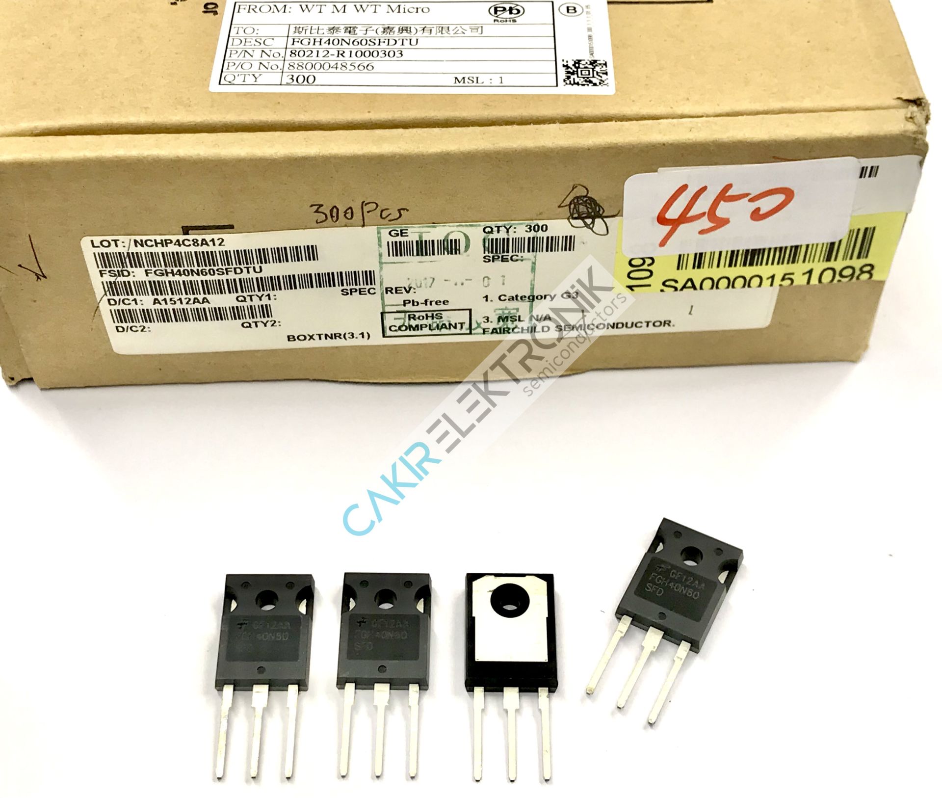 FGH40N60SFD - 40N60SFD , 40A. 600V. IGBT
