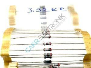 3.92K -  3,92KR - 3.92KR - 3K92 -  KOHM -  1/4 DİRENÇ %1 METAL FİLM  ,  CF1/4 3,92KRΩ; 0.25W; ±1%; Ø2.3x6mm; Leads: axial