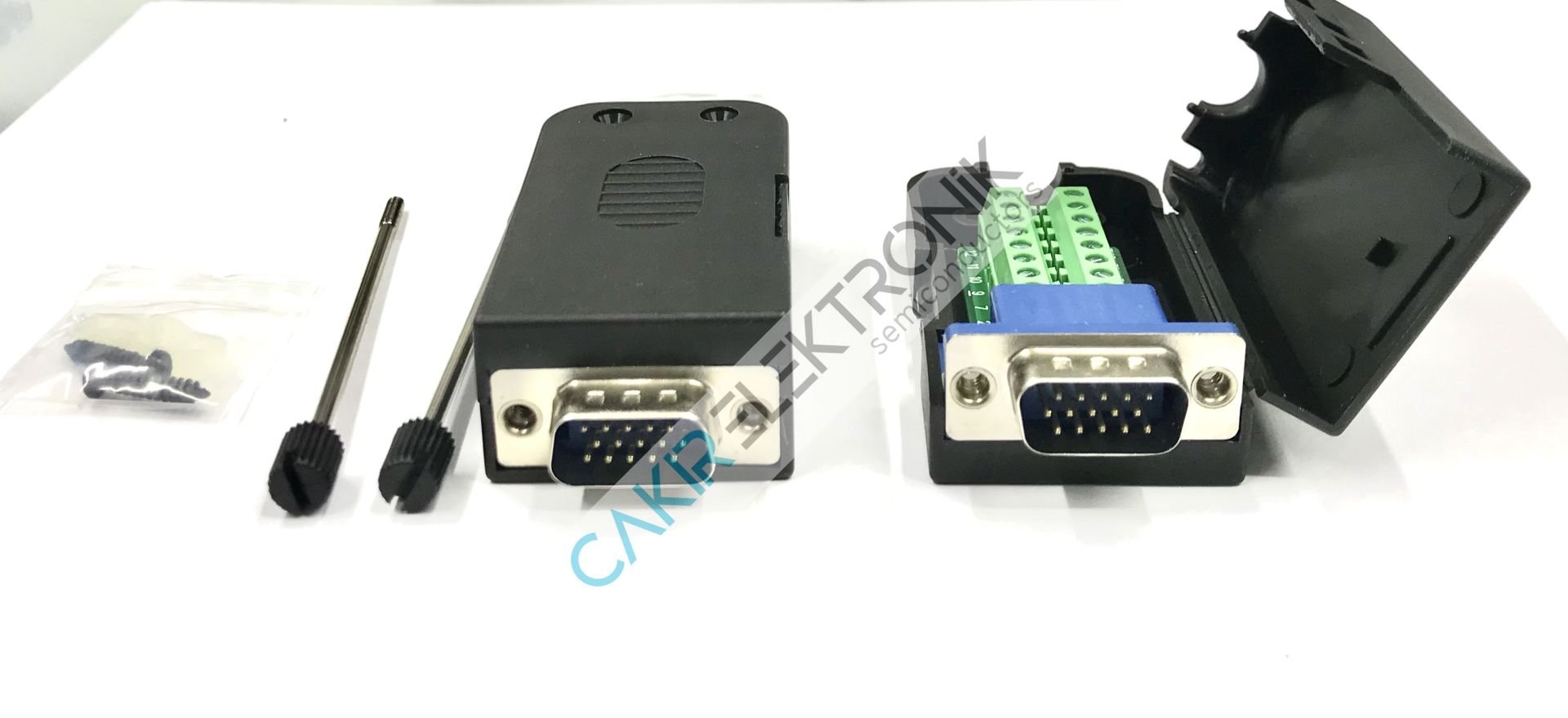 D-SUB15 PIN ,D-SUB DB15 Erkek 15 pinli Terminal Ara Pano Konektörü Vidalar ile ,D-Sub Konnektör 3 Sıra 15 Pin Vga Erkek Klemensli - DR15-G2 DB3+9 MALE