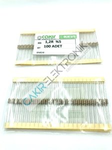 1R2 - 1.2R - 1,2R - 1,2 OHM  1/4 DİRENÇ - CF1/4 1.2Ω; 0.25W; ±5%; Ø2.3x6mm; Leads: axial 100 ADETTİR