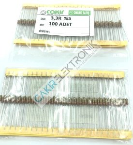 3R3 - 3.3R - 3,3R - 3,3 OHM  - 1/4 DİRENÇ - CF1/4 3.3Ω; 0.25W; ±5%; Ø2.3x6mm; Leads: axial 100 ADETTİR