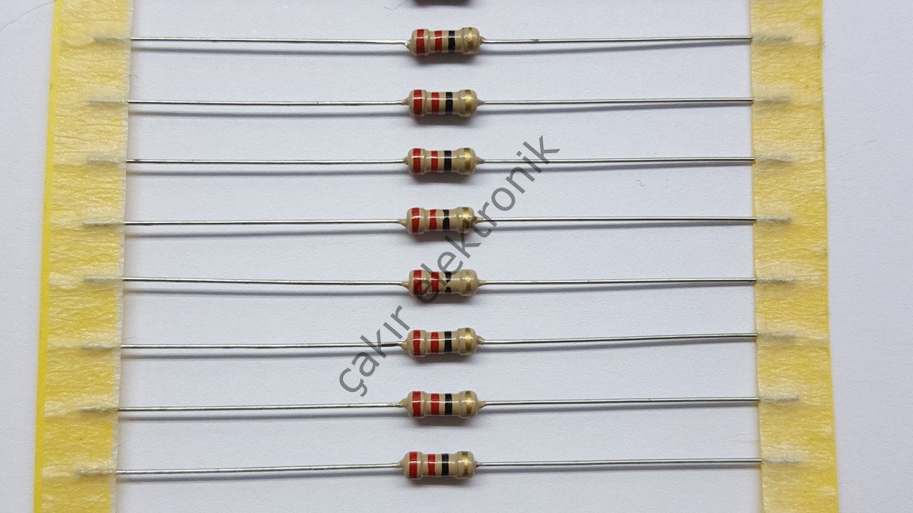 22R - 22 OHM - 1/4 DİRENÇ - CF1/4 22Ω; 0.25W; ±5%; Ø2.3x6mm; Leads: axial 50 ADETTİR