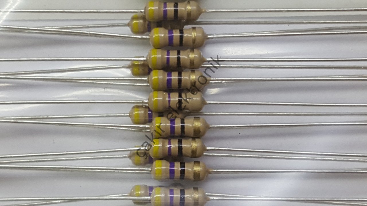 47R - 47 OHM -   1/4 DİRENÇ - CF1/4 47Ω; 0.25W; ±5%; Ø2.3x6mm; Leads: axial 50 ADETTİR