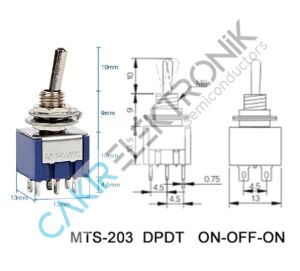 MTS-203 3A 250VAC ANAHTAR ON-OFF-ON , Toogle switch 6P