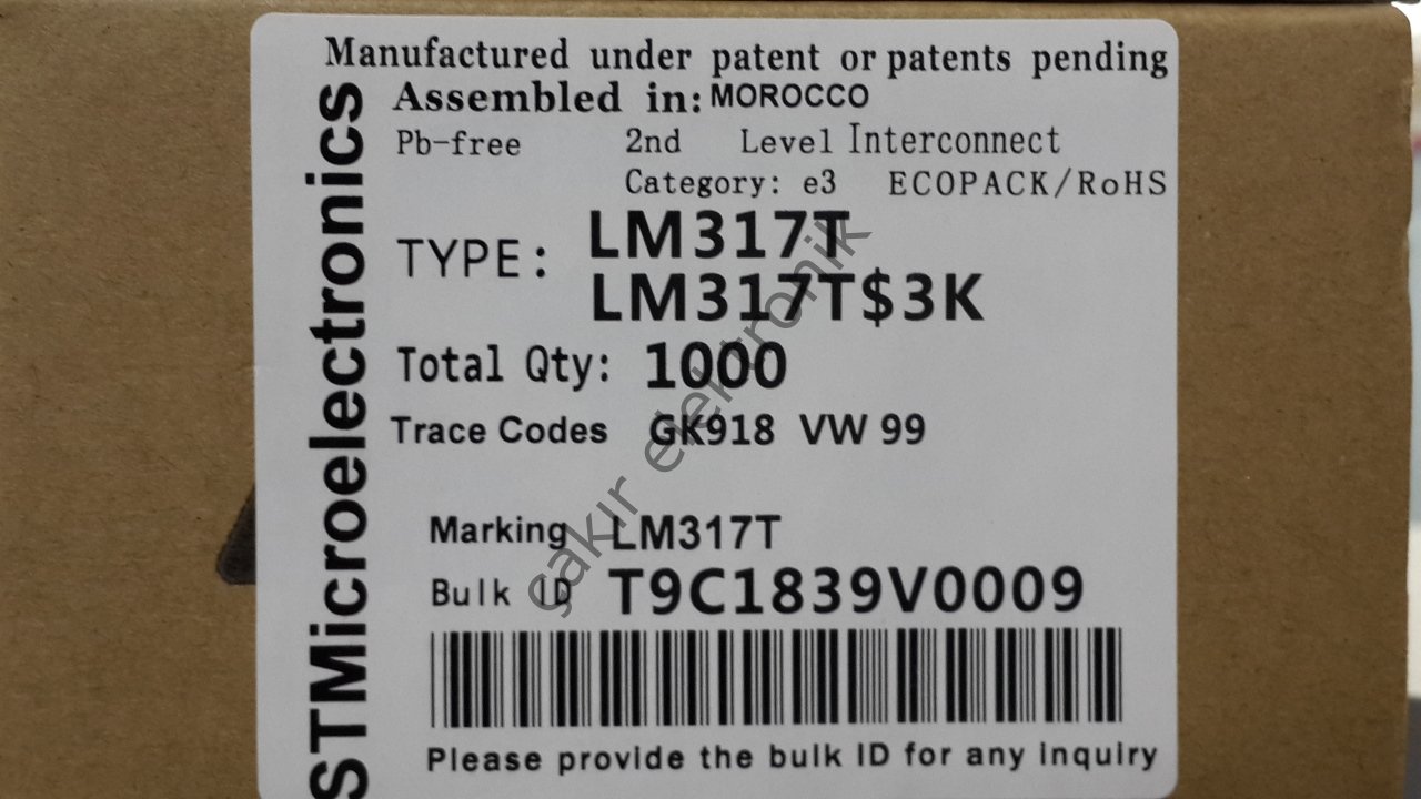 LM317T -1.2 V to 37 V adjustable voltage regulators