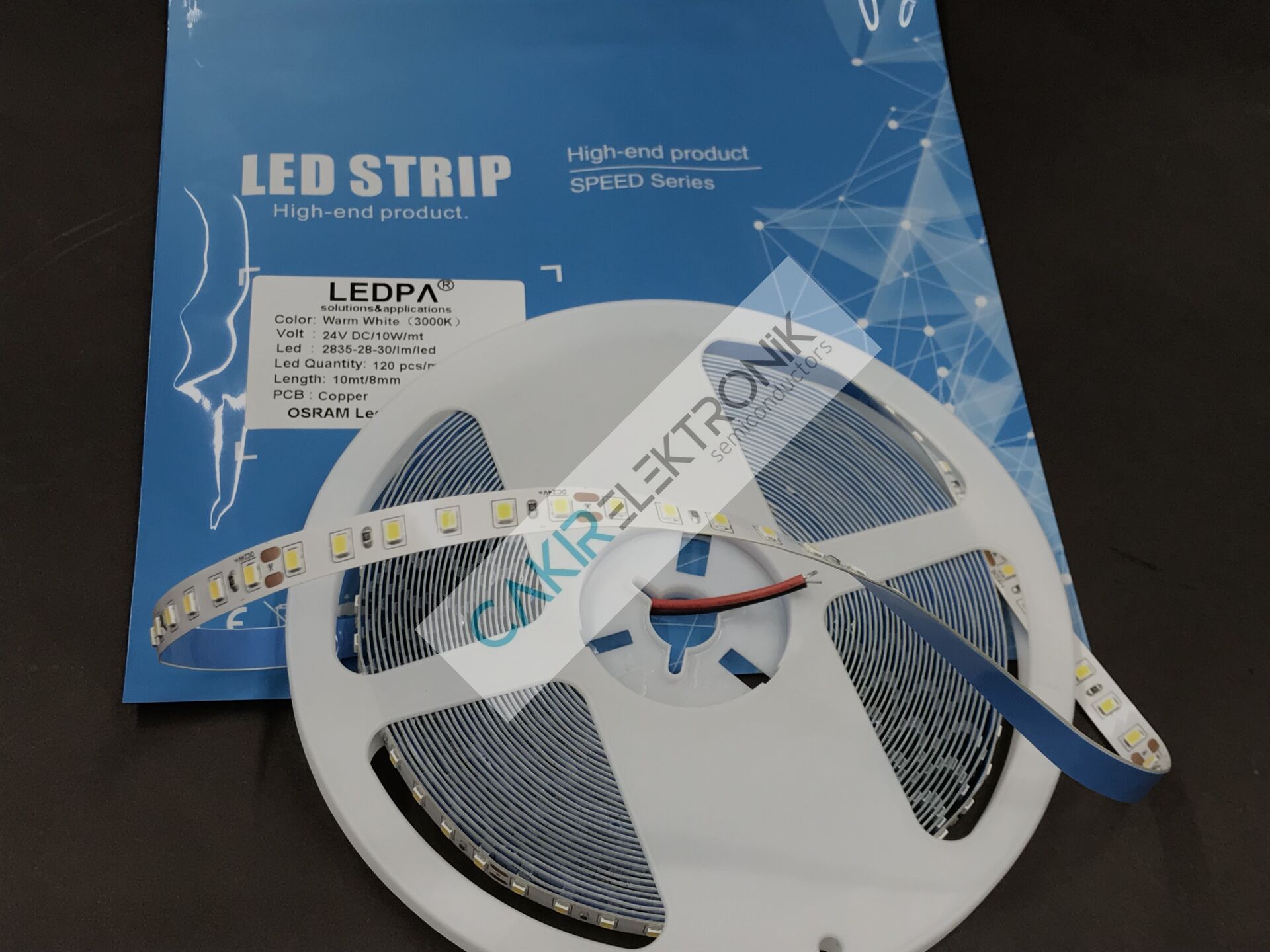 2835 120LED'Lİ , GÜN IŞIĞI 3000K , 10W/METRE 24V DC 10 METREDİR