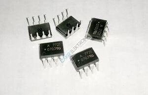 HCPL-7721-000E , HCPL7721 , A7721 , Logic Output Optoisolator 25MBd Push-Pull, Totem Pole 3750Vrms 1 Channel 10kV/µs CMTI 8-DIP