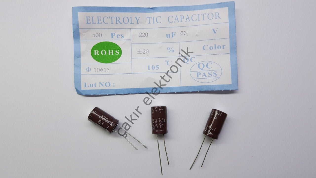 220MF 63V- 220UF 63V. 10X17MM KONDANSATÖR