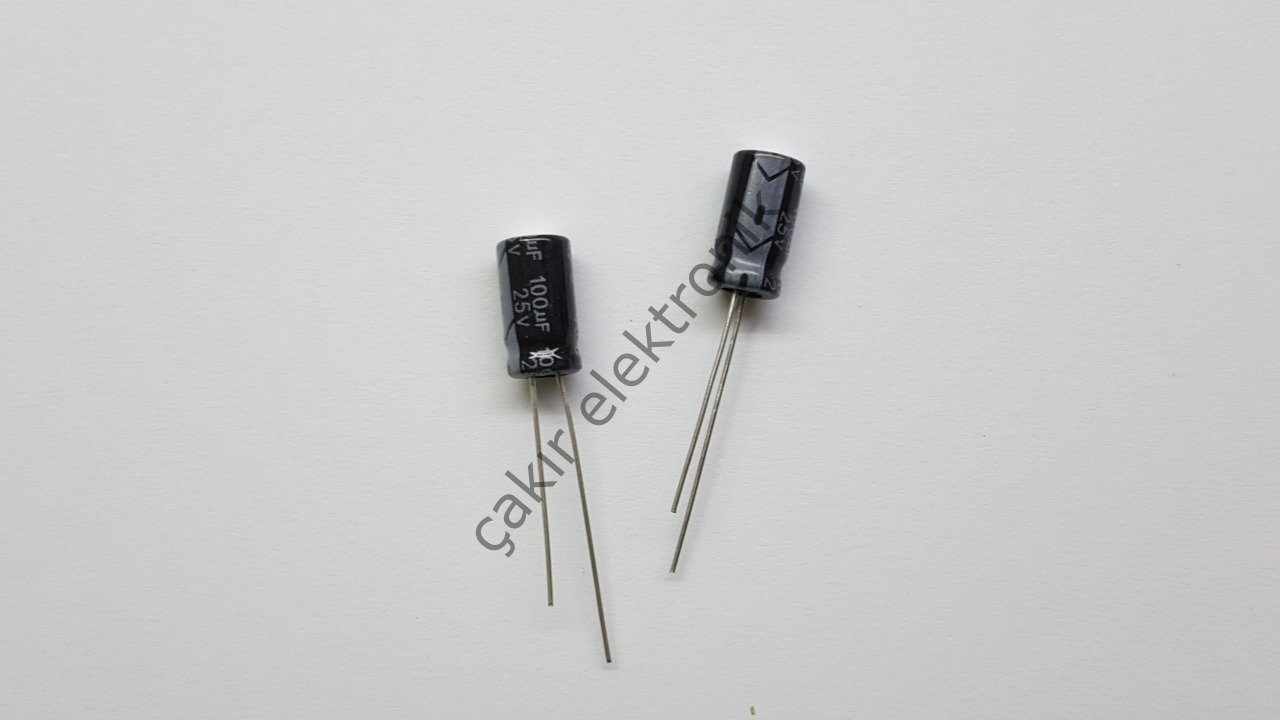 100MF 25V  100UF 25V - 100MF25V  6X11MM KONDANSATÖR 10 ADETTİR