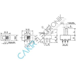 SLIDE SWITCH ON-OFF 3P PCB - SÜRGÜLÜ SWITCH - SS12F21G5