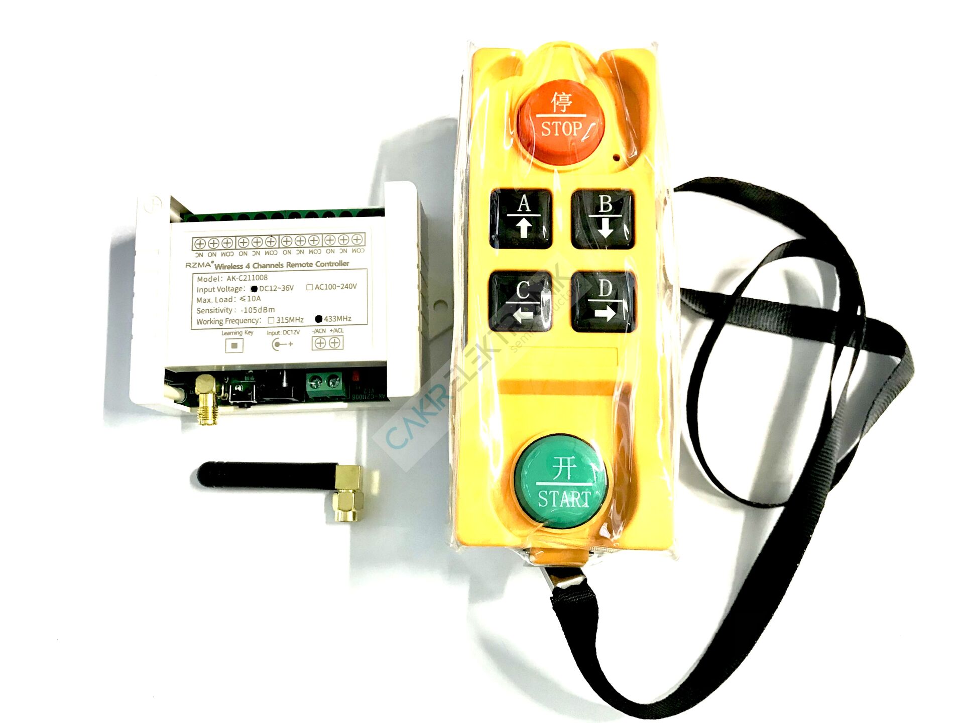 APDC-M4L , uzun mesafe 200-300mt , Su geçirmez 433 mhz kablosuz uzaktan kumanda elektrikli asansör vinç kule köprü verici RF endüstriyel vinç