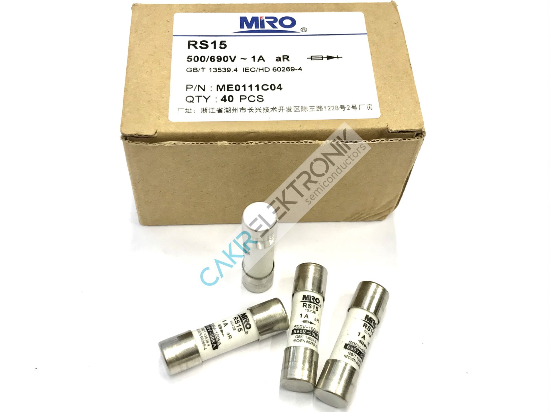 RS15 690V 1A , MIRO FUSE , MİRO SİGORTA  10x38 aR HIZLI SİLİNDİRİK PORSELEN SİGORTA , KARTUŞ SİGORTA , RS15 10X38 F1A