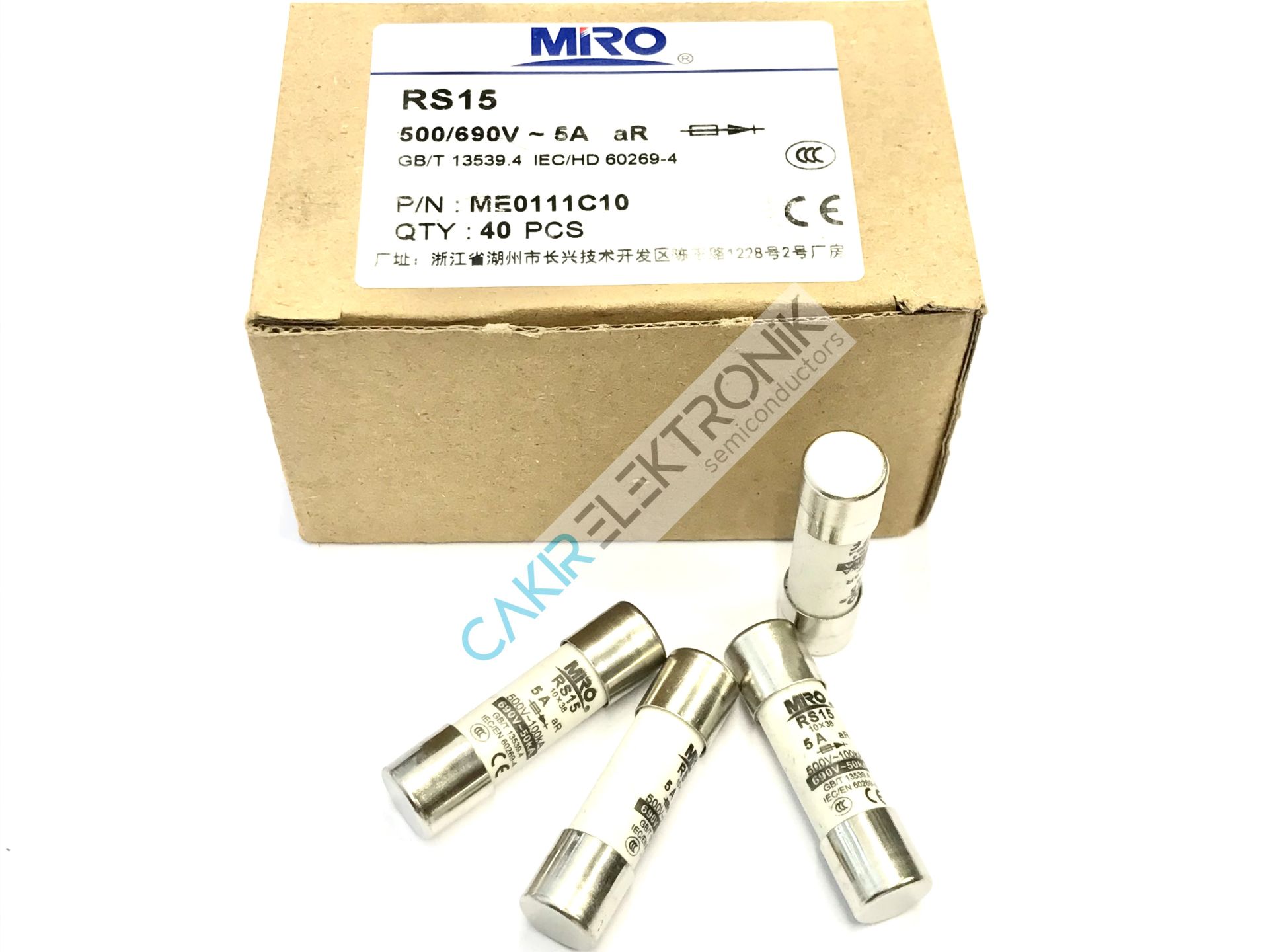 RS15 690V 5A , MIRO FUSE , MİRO SİGORTA  10x38 aR HIZLI SİLİNDİRİK PORSELEN SİGORTA , KARTUŞ SİGORTA , RS15 10X38 F5A