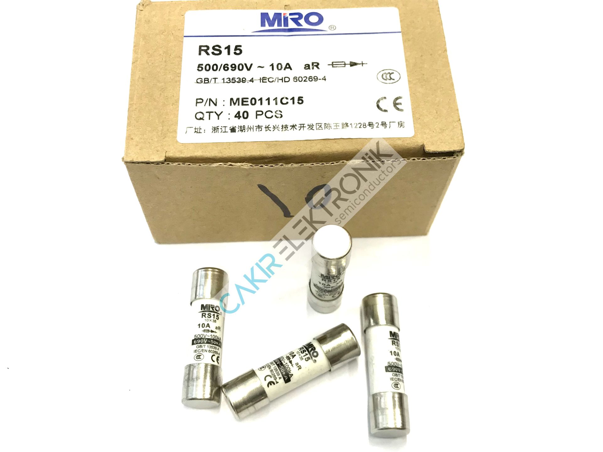 RS15 690V 10A MIRO FUSE , MİRO SİGORTA  10x38 aR HIZLI SİLİNDİRİK PORSELEN SİGORTA , KARTUŞ SİGORTA , RS15 10X38 F10A