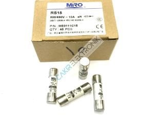 RS15 690V 10A MIRO FUSE , MİRO SİGORTA  10x38 aR HIZLI SİLİNDİRİK PORSELEN SİGORTA , KARTUŞ SİGORTA , RS15 10X38 F10A