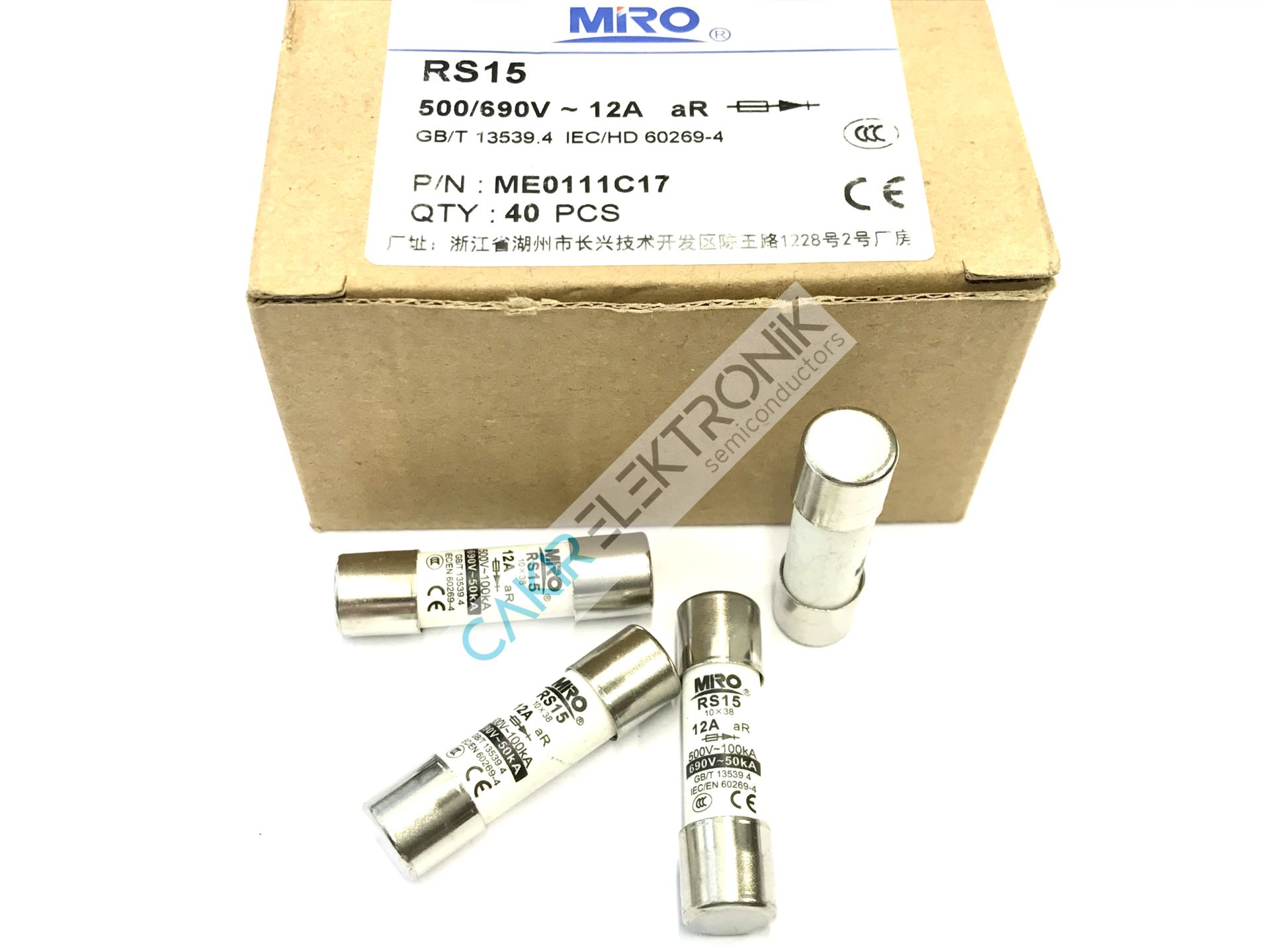 RS15 690V 12A MIRO FUSE , MİRO SİGORTA  10x38 aR HIZLI SİLİNDİRİK PORSELEN SİGORTA , KARTUŞ SİGORTA , RS15 10X38 F12A