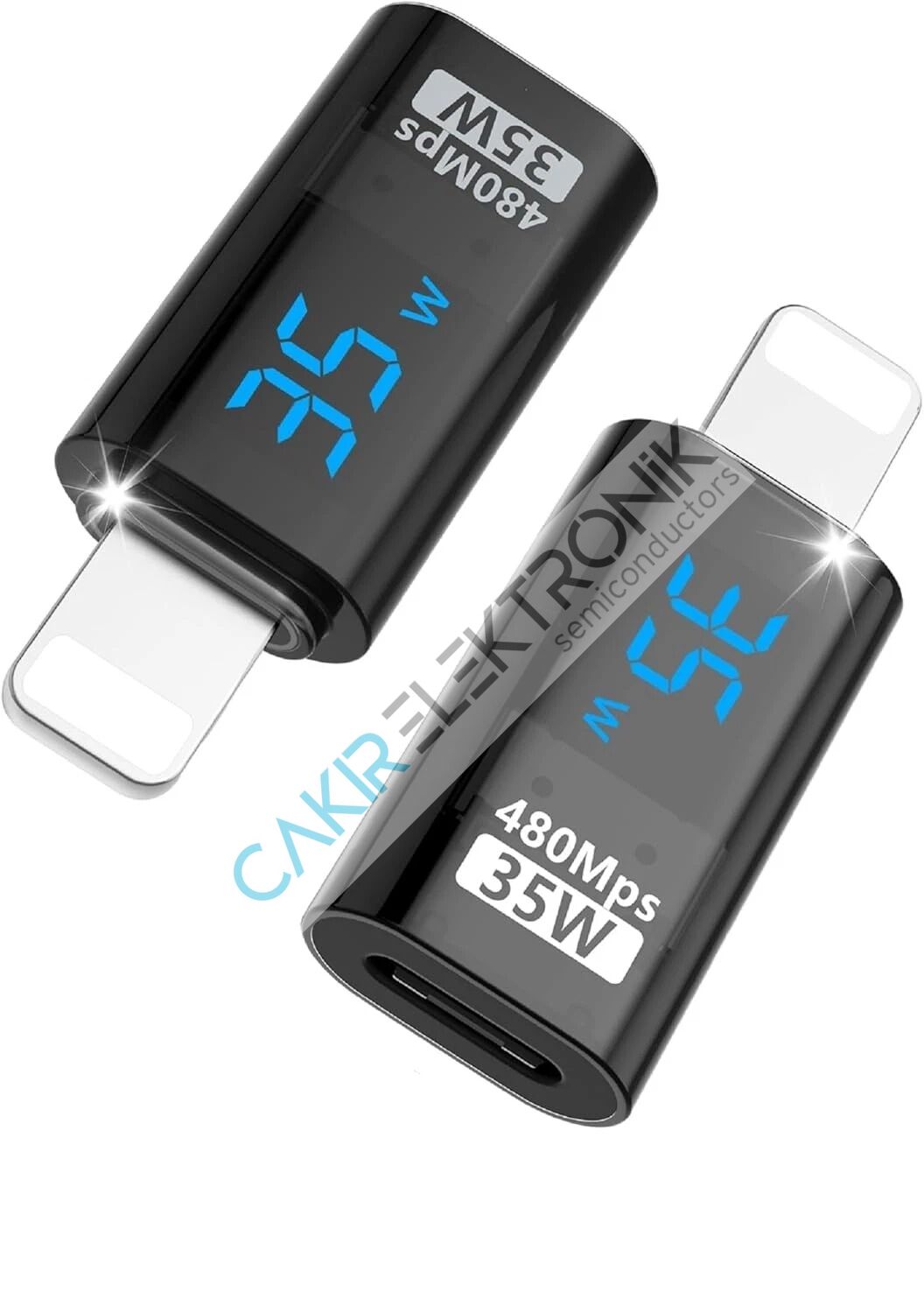 USB C (TYPE-C) - 35W Lightning (IPHONE) Adaptörü LED Ekranlı, USB C (TYPE-C) Dişi - Lightning (IPHONE) Erkek