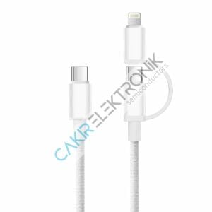 100W 2'si 1 arada Hızlı Şarj Veri Kablosu 1 Metre USB C'den Type C Lightning Hızlı Kablo Beyaz
