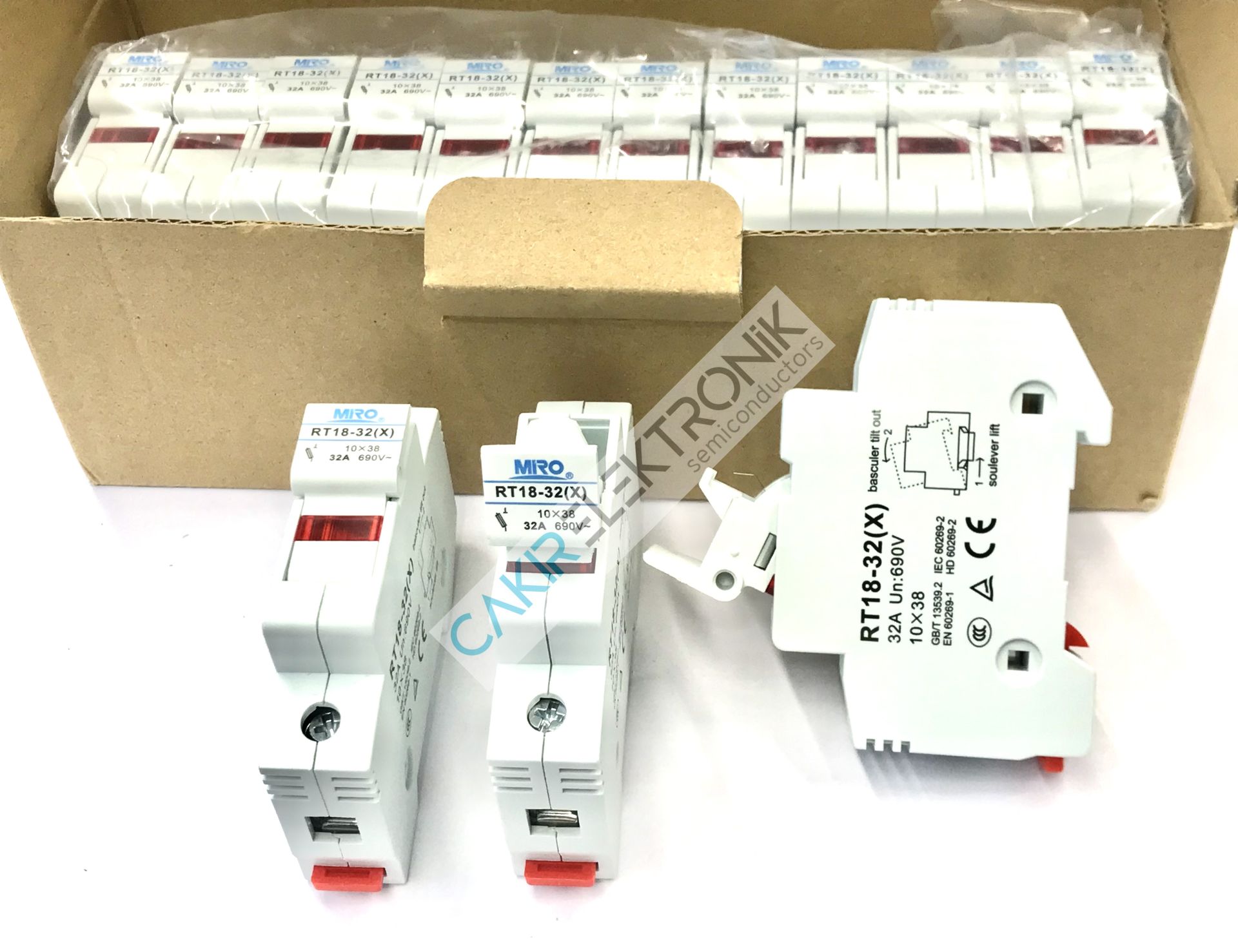 MİRO RT18-32 1P FUSE HOLDER , RT18 1P , 10X38 SİGORTA YUVASI , MIRO SİGORTA YUVASI