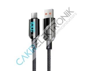 100W Hızlı Şarj Veri Kablosu 1 Metre Usb'den Led göstergeli Type C Hızlı Kablo Siyah
