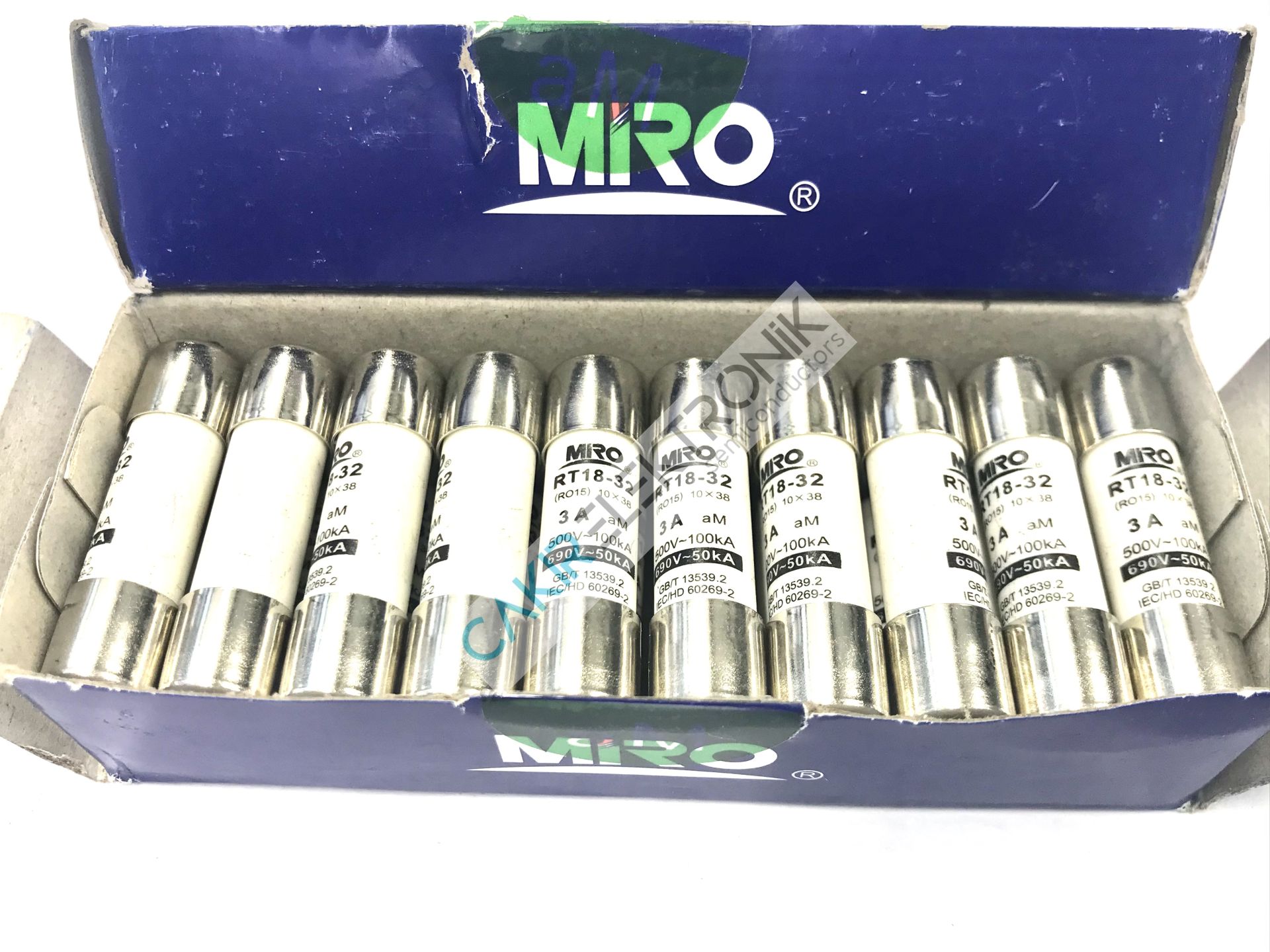 RT18-32 10X38 T3A MIRO FUSE , MİRO SİGORTA 10x38 RO15 500V 3A aM , KARTUŞ SİGORTA , GECİKMELİ SİGORTA