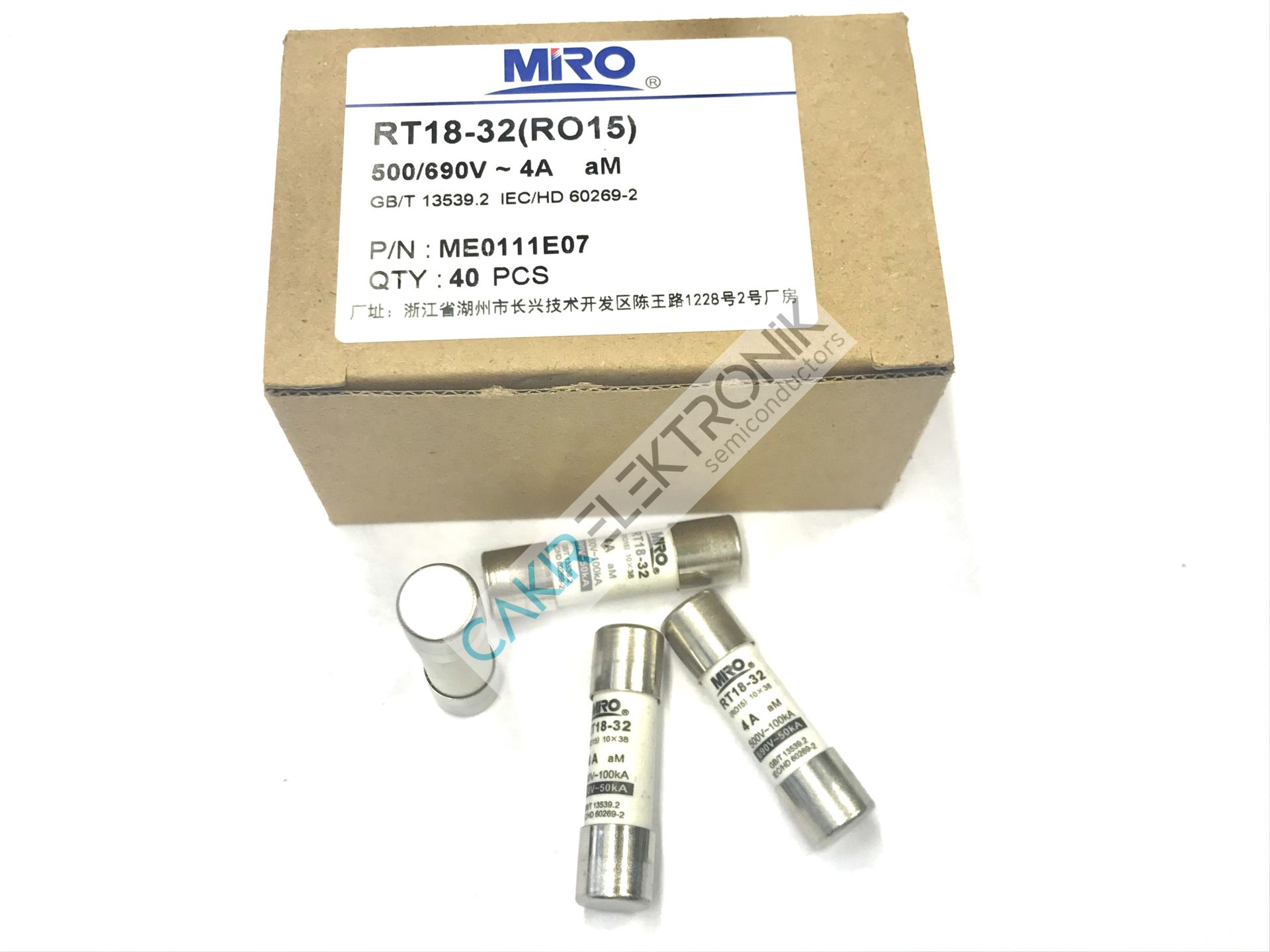 RT18-32 10X38 T4A MIRO FUSE , MİRO SİGORTA 10x38 RO15 500V 4A aM , KARTUŞ SİGORTA , GECİKMELİ SİGORTA